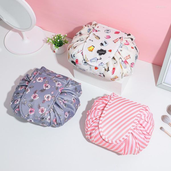 Bolsas de armazenamento Bolsa de cosméticos Bolsa de cordas coletoras de cordão portátil portátil de grande capacidade de beleza preguiçosa beleza de maquiagem