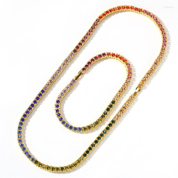 Girocollo Splendido set di gioielli da donna per feste di fidanzamento con collana e bracciale in cristallo multicolore con zirconi da tennis