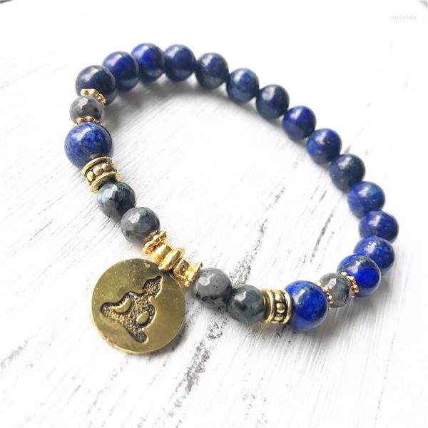 Strand 2023 stile naturale lapislazzuli braccialetto Mala Buddha Yoga sezione moda labradorite regalo gioielli per uomo