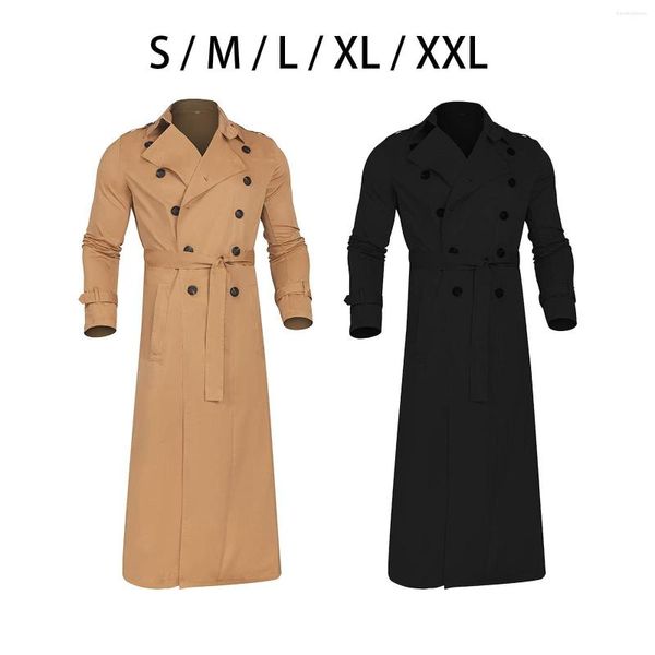 Giacche da uomo Trench da uomo con cintura Giacca lunga Soprabito Peacoat Caldo Moda Figura intera Giacca a vento casual maschile per la primavera autunno