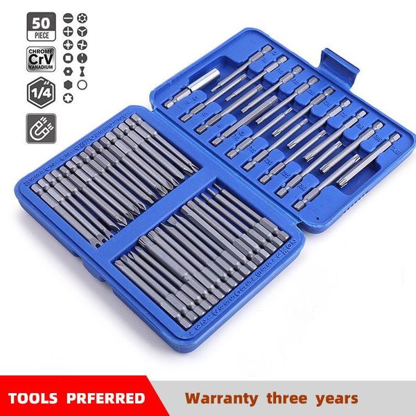 Schroevendraaier 50PC Set di cacciaviti Cacciavite magnetico Set di punte elettriche Sicurezza Strumento di lavoro per elettricisti professionali Torx Star Punta esagonale Spline