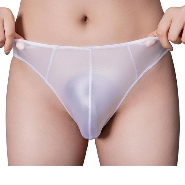 Unterhose Herren Sexy Oil Panties Satin Glossy Low Rise Briefs/Boxershorts Shiny Silky Tights Panty Semi See Through Bulge Pouch