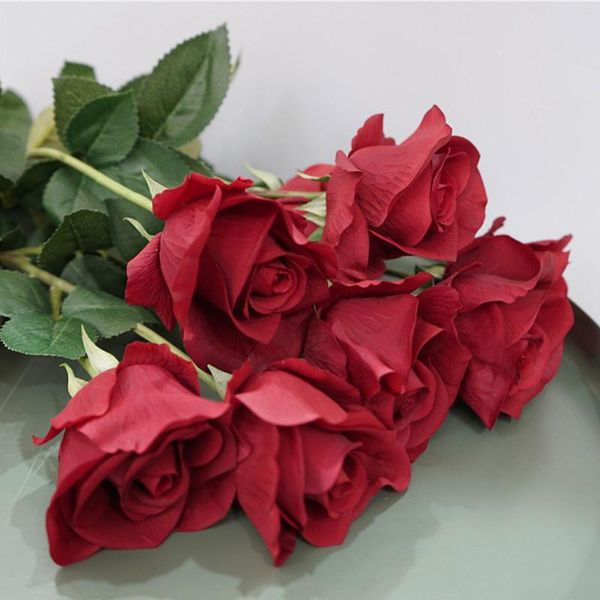 Dekorative Blumen 1pc Rosen künstliche Rose Blume Zweig rot gefälschte für Geburtstagsfeier Hochzeit Heimdekoration