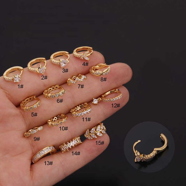 Personalisierte Mode Tennis Blatt Charms Huggie Creolen Mini Runde Bling Kubikzirkon Ohrring Für Frauen Weibliche Ohr Knochen Ring Piercing Körperschmuck Goldfarbe