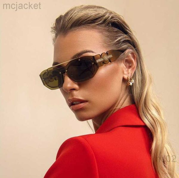 Designer Versage Sunglasses Vercace Florves Feminino Acessórios de Metal Head Photography Moda Trend Sunglasses