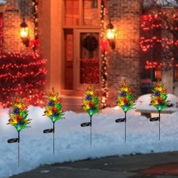 1pc Luzes solares ao ar livre Luzes de grama Cippress Trees Lamp for Garden Lawn Landscape Holiday Light Festival Casamento de Natal