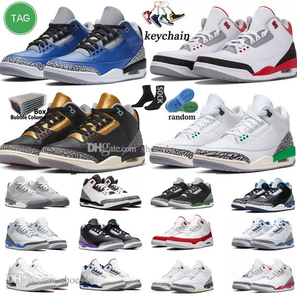 3 Basketballschuhe für Herren Damen 3s Lucky Green Pine Black White Cement Gold Reimagined True Racer Blue UNC Fire Red Free Throw Line Herren Damen Trainer Sport Turnschuhe