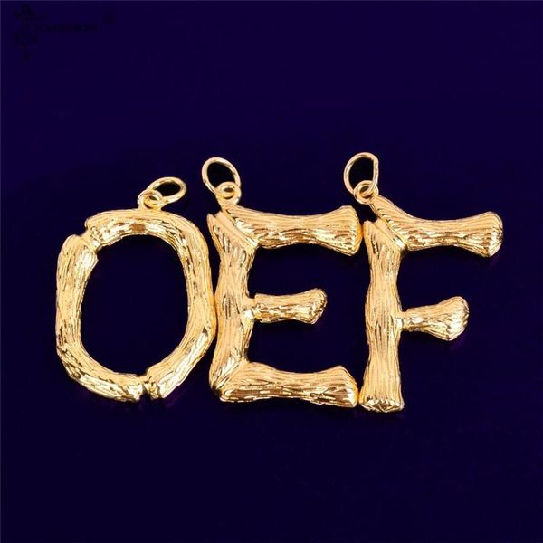 Подвесные ожерелья моды золотой цвет металлический бамбук 26 буквы Алфавит A-Z Минималистский