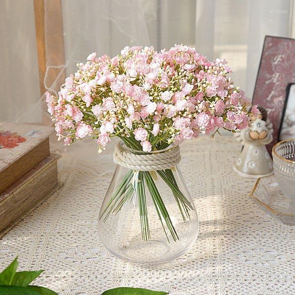 Fiori decorativi 40 capo bouquet fiore di plastica artificiale fatto a mano Babysbreath pianta finta Gypsophila floreale organizzare per la casa di nozze