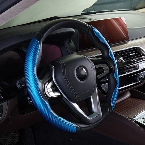 O volante cobre um par de carros universais capa ultrafina de fibra de carbono decoração de fibra de carbono acessórios de interiores de guidão modificados