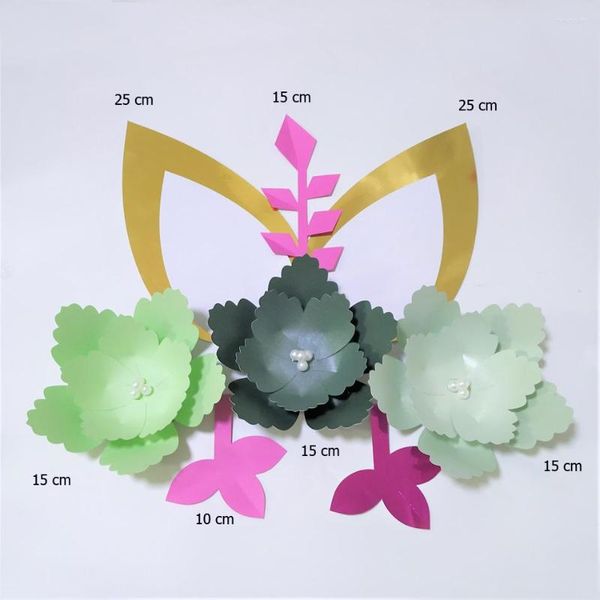 Dekoratif Çiçekler Kart Stili Yeşil Diy Kolay Kağıt Kulaklar Bebek Kreş Duvarı Çiçek Dekor Duş Doğum Günü Video Eğiticiler