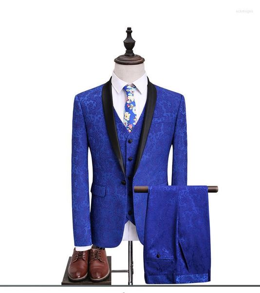 Herrenanzüge 2023 Herren mit Print Royal Blue Floral Blazer Designs Paisley Slim Fit Anzugjacke Herren Hochzeit Smoking