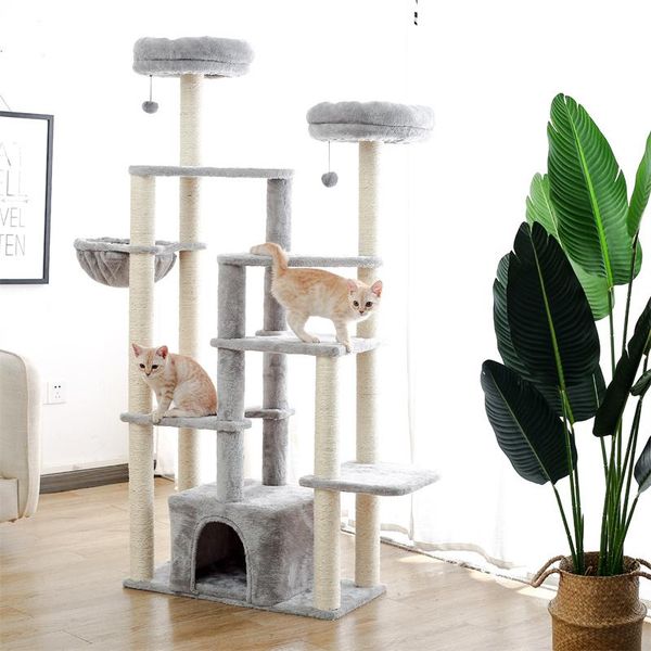 Scratchers US Shipping Cat Tree House Condomínio Escalada Arranhador Post para Gatinho Saltando Torre Multinível para Gatos Grandes Ninhos de Rede Aconchegantes