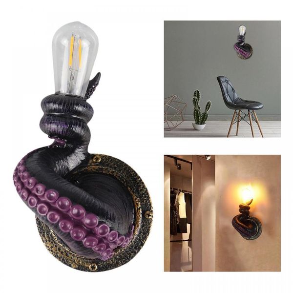 Dekorative Objekte Figuren Octopus Tentakel Wandleuchte Licht Realistische Harzstatuen Tierskulpturen Heimdekoration Lampe 230428