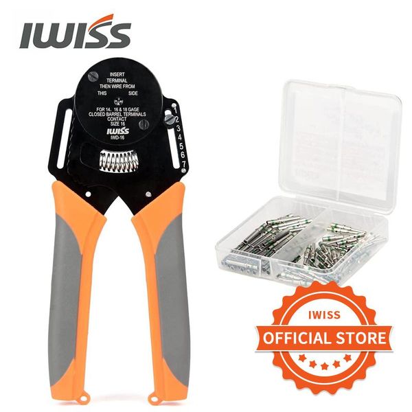 Tang Iwiss Feststoff Crimping Zange für Größe 16 Gage 14 16 18 W/30 Paare DT Festkontakt Mini Hand Ratchet Crimper Tool