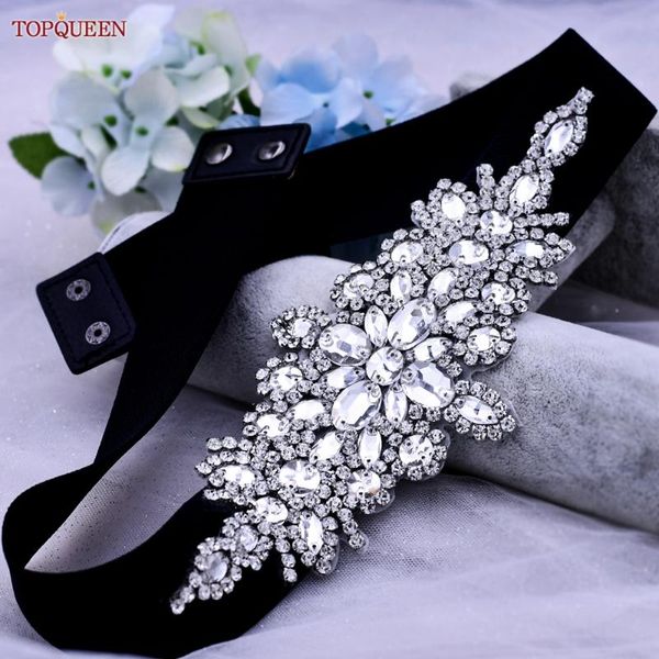 Cinture S01-B Cintura con strass moda donna Cintura elastica nera lucida Abito elasticizzato Vita fascia Accessori da sposa da sposaCinture