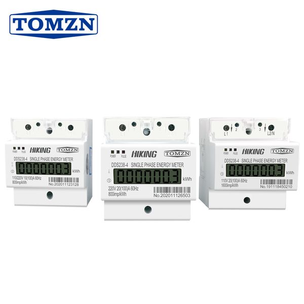Medidores de energia 100A 110V 220V 50-60Hz LCD Single Fase 2 Wire 3 Din-Rail KWH Watt Hour Meter Energy for America 230428