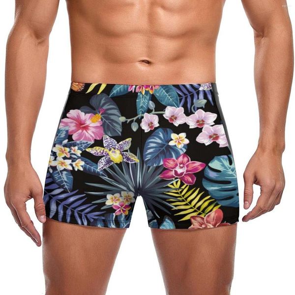 Palma de banho masculina folhas de palmeira Nada Trunks Jungle Flowers Prind Fashion Fashion Swim Boxers de natação seca praia Tamanho grande mass de maiô