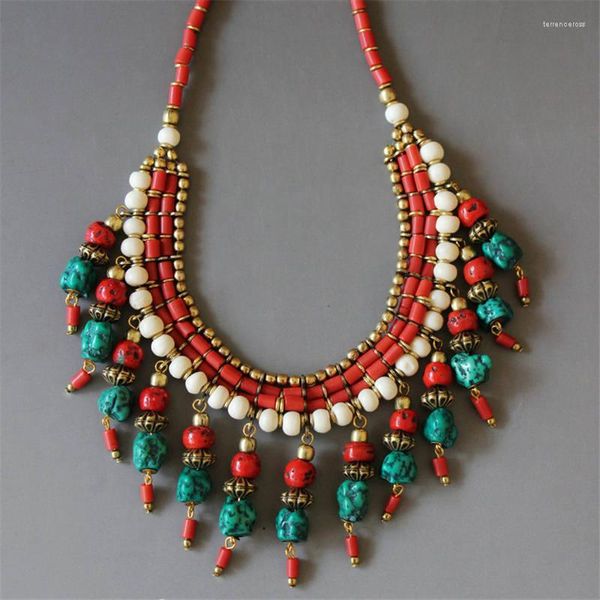 Choker echter tibetischer Schmuck Tibet-Kunststein-Multi-Charme-Perlenketten aus Nepal TNL512