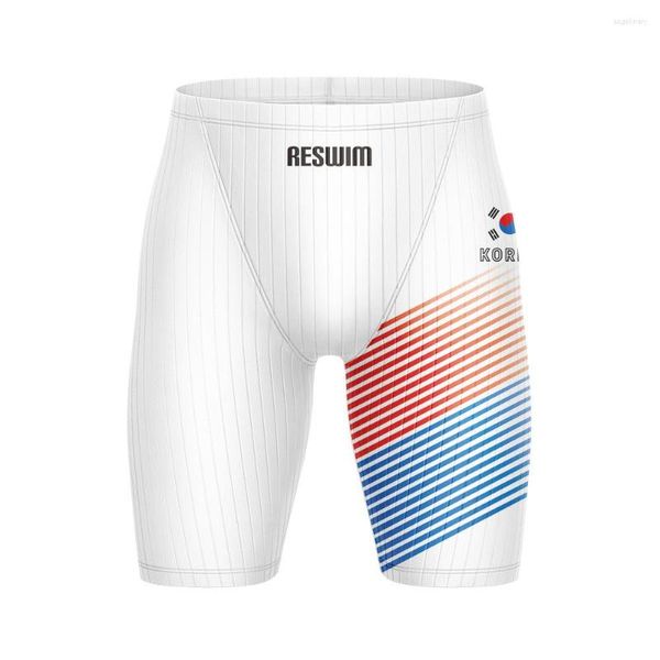 Costumi da bagno da uomo Corea Pantaloncini da bagno da uomo Tronchi da spiaggia Allenamento Pantaloni da nuoto Stampa Concorso Sport Surf Collant da sub