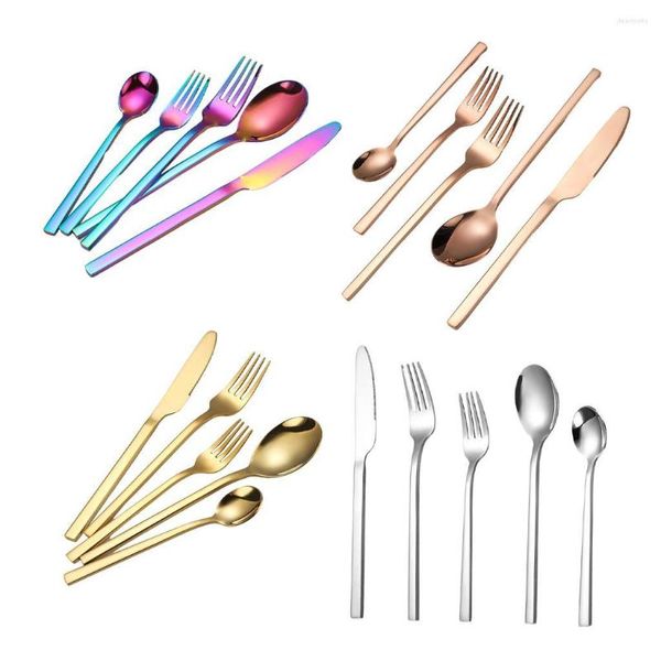 Conjuntos de utensílios de jantar Conjunto de talheres portáteis reutilizados 5pcs, incluindo utensílios de jantar com caixa de embalagem