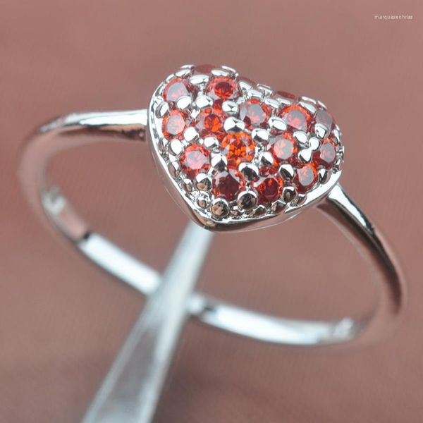 Обручальные кольца дизайн сердца красный камень для женщин -ювелирных украшений 6 7 8 9 SA014Wedding