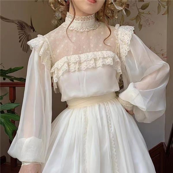 Kleid Vintage Cottage Chiffon Gatsby Kleider Feenfrau Chic Romantic Spitze Laternenhülle Retro Prinzessin Kleider Vestido Festa Faldas