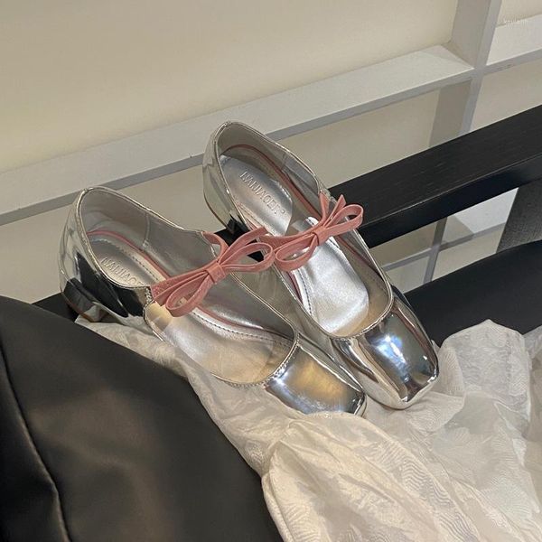 Scarpe eleganti Ragazza Mary Jane Tacco quadrato Cinturino con fibbia Party Donna Appartamenti Tacchi bassi Décolleté con punta a nastro A28-12