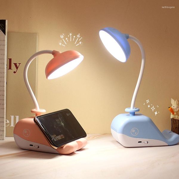 Tischlampen Cute Whale Led Lampe USB Aufladen Faltbares Licht Augenschutz Lesebuch Lichter Für Studenten Studie Handyhalter