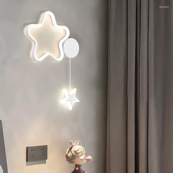 Lâmpada de parede moderna led nuvem estrela lua preto e branco decoração arandel