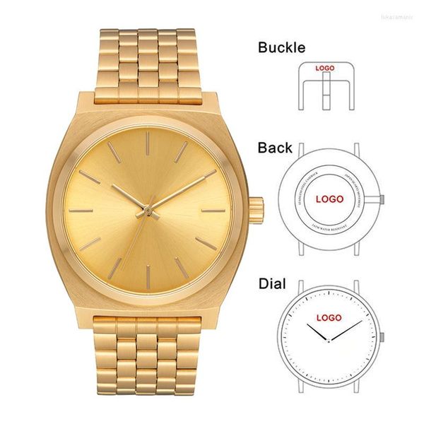 Relógios de pulso Gold Unissex Men Women Wrist Quartz assistir a marca de logotipo personalizada Po Japan Movimento