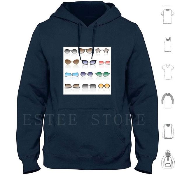 Hoodies masculinos Conjunto de óculos de manga longa Visão de óculos de sol isolados Veja White View Mens Graphic Old Plástico