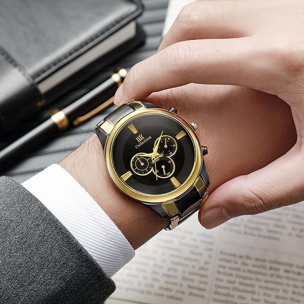 Orologi da polso 2023 Orologi al quarzo per auto di moda Uomo Decorazione casual Tre occhi Orologio da polso in acciaio inossidabile Relogio Masculino Montre Homme