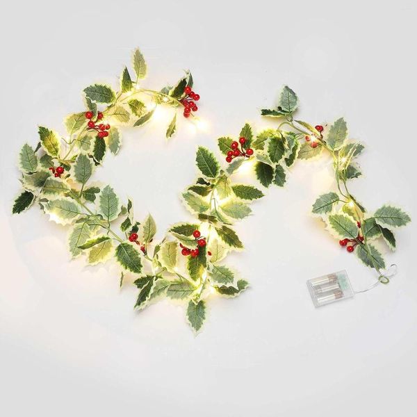 Fiori decorativi Natale LED String Lights 20led Red Berry Garland Fairy Light Wall Hanging Pendant Xmas Year Party Home Decor