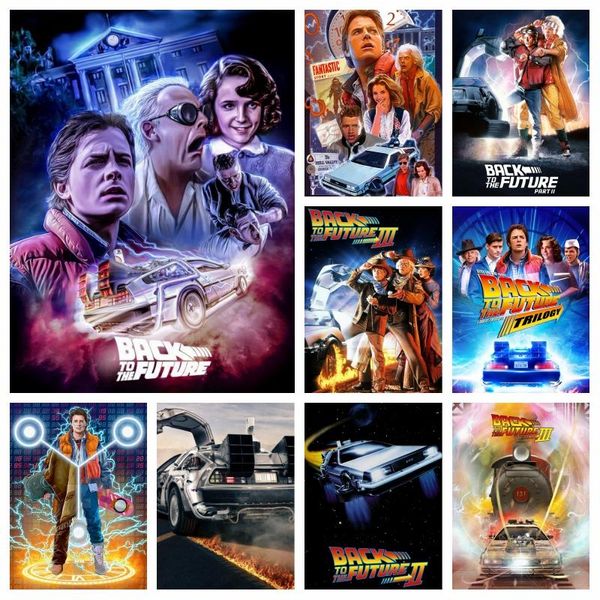 Filme de Sci Fi Stitch de volta ao futuro Diamond Painting Art Fulls Fulls Time Machine Car Poster Cross Stitch Kits Decoração da sala