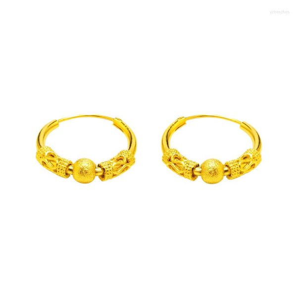 Orecchini a cerchio Orecchini piccoli color oro 24 carati per donna Regali di gioielli da sposa vintage con cerchio rotondo in metallo dorato carino
