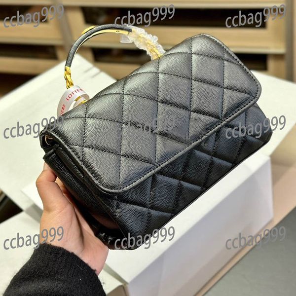 CC Caviar Mulheres Mini Flap Bag Com Alça Superior Couro Acolchoado Diamante Treliça Crossbody Designer Bolsas Classic Flap Luxurys Bolsas Grande Capacidade Malas 20 24cm