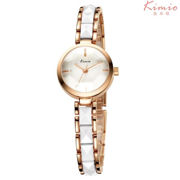 Relógios de pulso Kimio Quartz Diamond Wrist Watch Alloy Rose Gold Gold Women Bracelet Dress Woman Women Watches Ladies KW6120