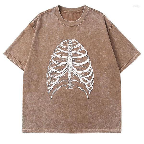 Herren T-Shirts Sommer Vintage T-Shirt Herren Skeleton Print T-Shirts Mode Harajuku Streetwear Baumwolle Kurzarm Tops Kleidung Herren Plus Größe