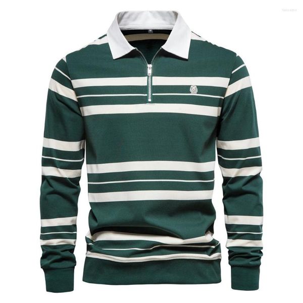 Herren Polos Gestreiftes Polo T-Shirt Für Männer Koreanische Mode Kleidung Frühling Sommer 2023 Tops Sportwear Großhandel Kleidung 80% Baumwolle