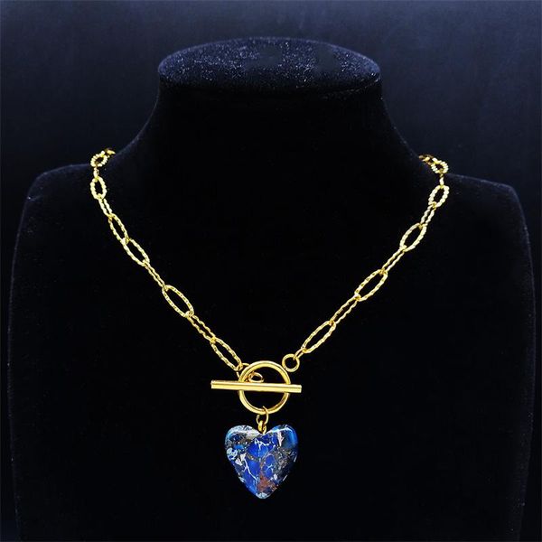 Anhänger Halsketten Blau Rot Bunte Herz Halsband Halskette Edelstahl Imperial Stein Gold Farbe Schlüsselbein Kette Schmuck NZ266S04Anhänger