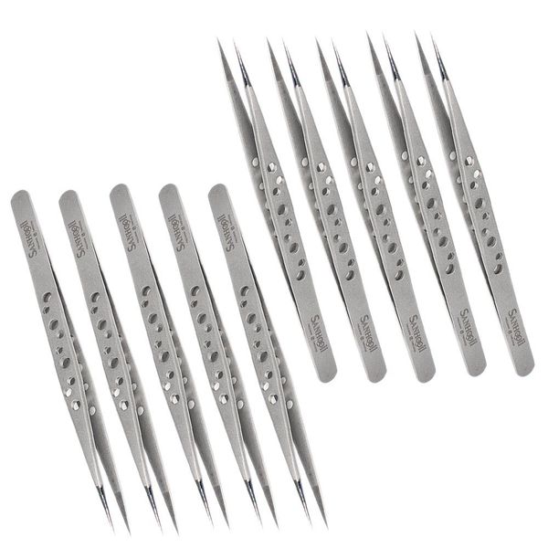 Pincet 10PCS Elektronik Pinzette ESD Gerade Spitze Präzision Edelstahl Pinzette SMD BGA Telefon Reparatur Hand Werkzeug Großhandel