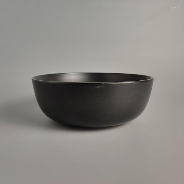 Schüsseln 820 ml Keramik Geschirr schwarz einfarbig japanische Retro einfache Schale Schüssel Suppe Nudeln Salat
