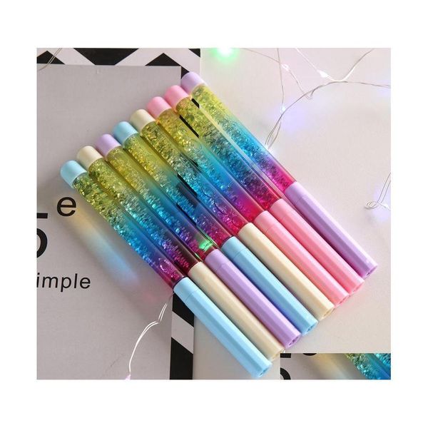 Canetas de esfero de caneta de baile 0,5 mm de fada criativa Rainbow Glitter Pen Escola de papelaria de estudante de aniversário Gream Drop Drop Office HomeFavor DHR8C