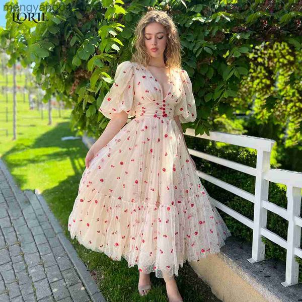 Partykleider Bunte Red Dot Formelle Ballkleider A-Linie Puffärmel Rückenfrei Knöchellange Abendkleider Prinzessin Champagner Partykleid T230502