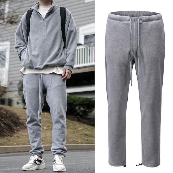 Calça masculina lã vintage joggers outono inverno mantém quente lindas mulheres streetwearspantes de moletom masculino preto cinza e suor de veludo