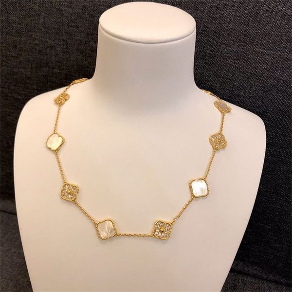 Collana di diamanti Collana classica di trifoglio di moda con ciondolo in oro rosa 18 carati placcato argento con pendente in agata per donne ragazza San Valentino fidanzamento gioielli firmati regalo