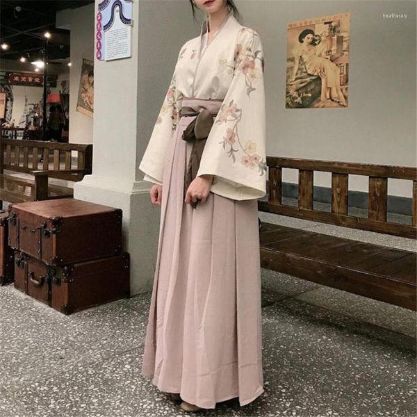 Abbigliamento etnico Jepang Kimono Abito Wanita Cardigan Yukata Haori Sakura Gadis Kawaii Gaya Streetwear Pesta Retro Perban Kostum Cosplay