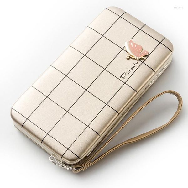 Carteiras moda feminina longa hasp carteira fêmea caixa de telefone de bolso de luxo de luxo de luxo bola de cartão de embreagem feminina d195