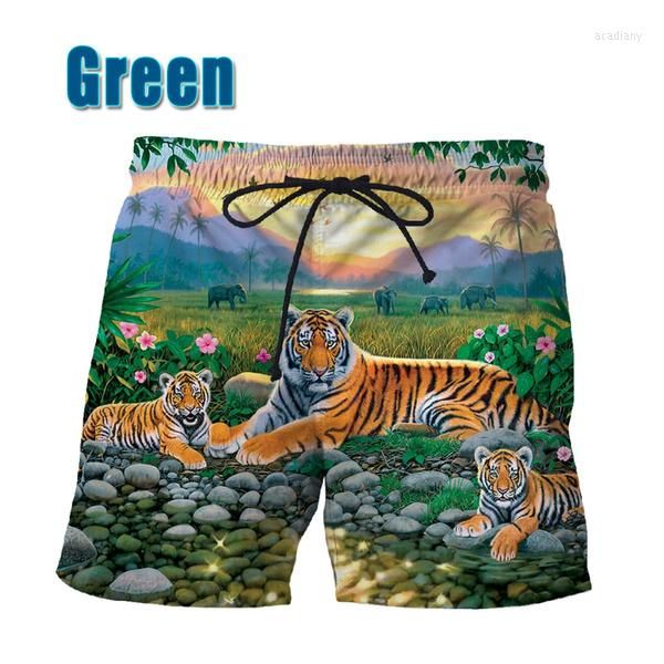 Herren Shorts Sommer Herren Casual Fun Beach Pants 3D Animal Printing Tiger Cool Sports